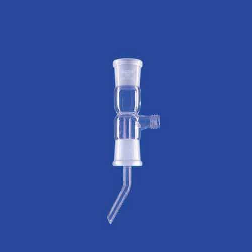Allonge à distiller droite avec tube d'écoulement double rodage, avec prise de vide, LENZ®