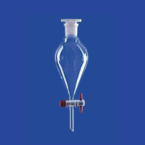 Ampoule à décanter conique forme poire arrondie, en verre DURAN®, non graduée robinet PTFE