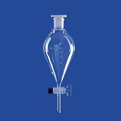 Ampoule à décanter conique forme poire arrondie, graduée, en verre DURAN®, avec robinet verre