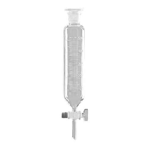 Ampoule à décanter cylindrique, graduée, bouchée PP, robinet verre