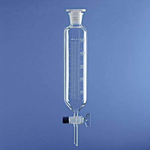 Ampoule cylindrique graduée, avec robinet verre