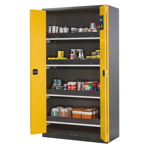 Armoire CS-CLASSIC, portes pliable,H=1950mm, L=1055 mm, 4 étagères coulissantes, 1 bac de rentention