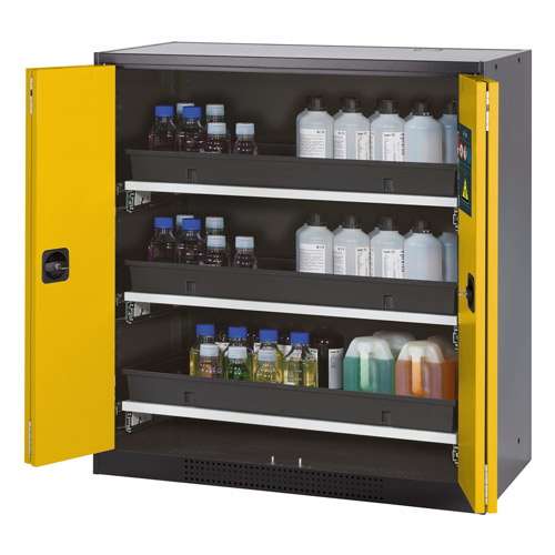 Armoire CS-CLASSIC, portes pliables, H=1105mm, L=1055 mm, 3 étagères coulissantes, 1 bac étanche PE