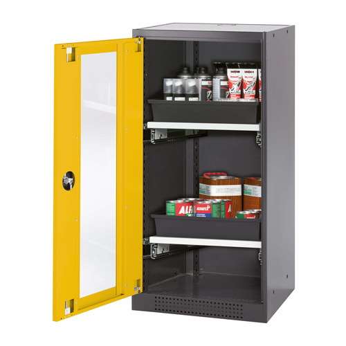 Armoire CS-CLASSIC, portes vitrées, H=1105mm, L=545 mm, 2 étagères coulissante, 1 bac, 1 caillebotis
