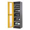 Armoire CS-CLASSIC, portes vitrées, H=1950mm, L=545 mm, 6 étagères coulissantes, 1 bac de rentention