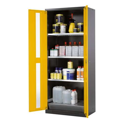 Armoire de sécurité pour produits chimiques CS-CLASSIC (1950 x 810 mm), portes vitrées, ASECOS®