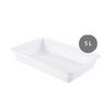 Bac en Polyéthylène haute densité (PEHD) blanc plat sans raynure et sans couvercle , capacité 5 L, L x l x H : 435 x 285 x 80 mm, unitaire