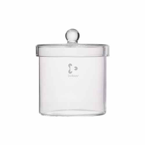 Bocal cylindrique DURAN®, avec couvercle à bouton, bord poli