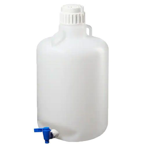 Bonbonne ronde plastique en PEBD avec bouchon à visser et robinet de vidange, NALGENE®