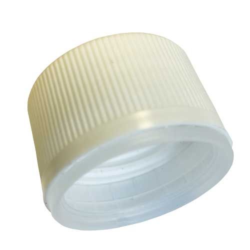 Bouchon (Capsule) avec bague d'inviolabilité à vis en polyéhylène (PE) blanc avec  joint PE moulé, pour flacon sirop filetage  28 mm unitaire