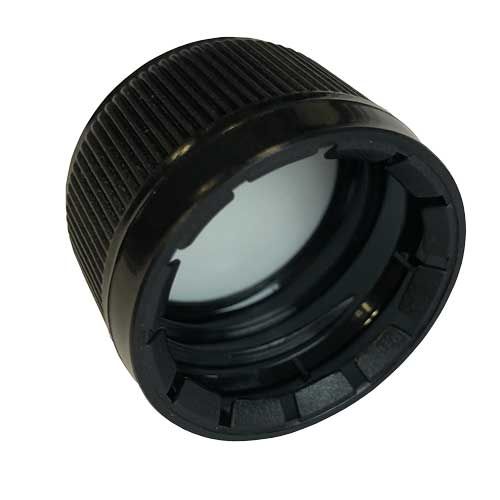 Bouchon (Capsule) avec bague d'inviolabilité à vis en polyéhylène (PE) noir avec  joint PE moulé, pour flacon sirop filetage  28 mm paquet de 100
