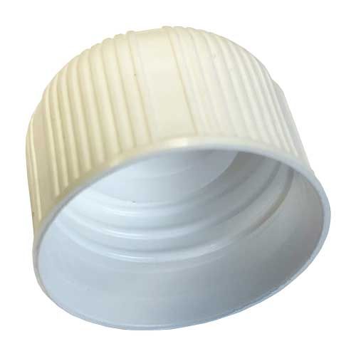 Bouchon(Capsule) sans bague d'inviolabilité à vis en polypropylène(PP) blanc sans joint dessus arrondi, pour flacon sirop filetage 28 mm, unitaire