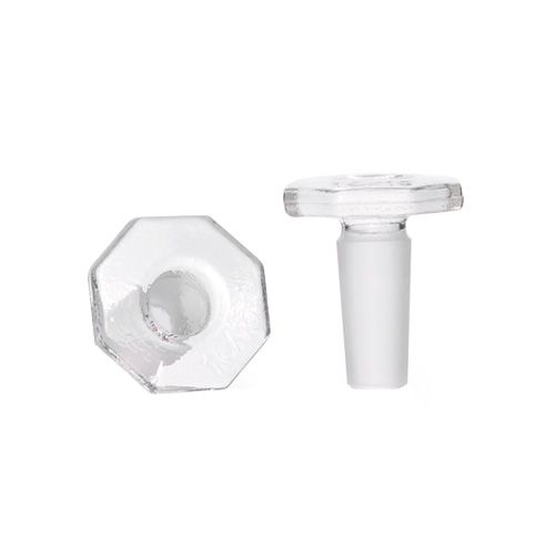 Bouchon creux en verre borosilicaté 3.3, fond plat - forme octogonale