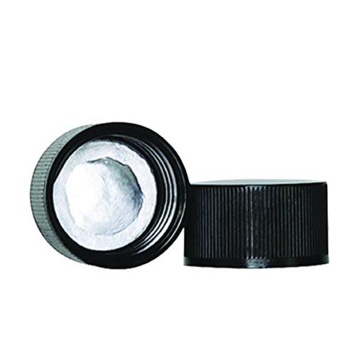 Bouchon WHEATON® en polypropylène noir avec garniture aluminium