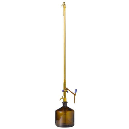 Burette de Pellet verre brun classe AS, à robinet latéral à tige et robinet intermédiaire, HIRSCHMANN®