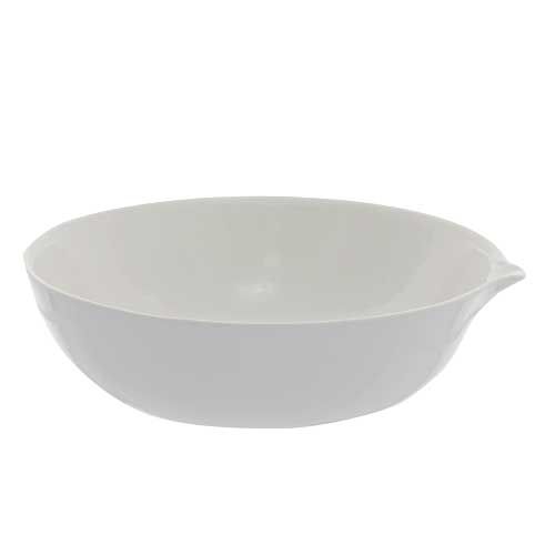 Capsule d'évaporation en porcelaine fond plat avec bec intérieur émaillé, LAB-ONLINE®