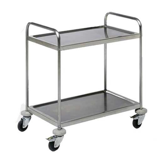 Chariot en acier inoxydable, 2 niveaux, sur roulettes