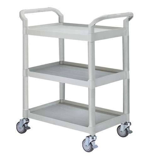 Chariot multi-usages, 850 x 480 x 1000 mm, 3 plateaux, gris clair