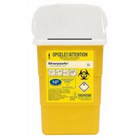 Collecteur de déchets (sharpsafe) en plastique jaune, NF, LAB-ONLINE®