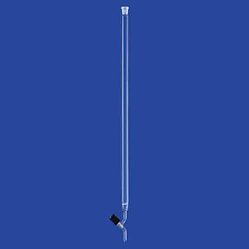 Colonne à chromatographie avec fritté porosité 1, robinet PTFE à poiteau avec rodage
