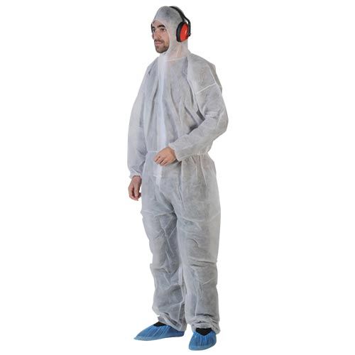 Combinaison à cagoule, en polypropylène blanc