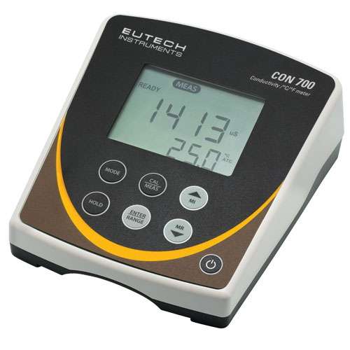 Conductimètre paillasse CON700 EUTECH®, avec cellule de conductivité 2 pôles, sonde ATC int.,statif