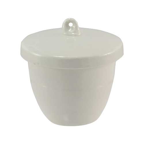 Creuset en porcelaine forme moyenne émaillé interne et externe, avec couvercle, LAB-ONLINE®