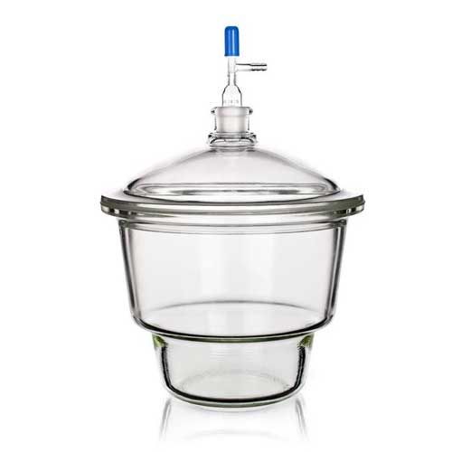 Dessiccateur en verre, à rodage plan, avec rodage 24/29 sur le couvercle pour robinet pointeau PTFE , taille nominale Ø 300 mm, sans plaque