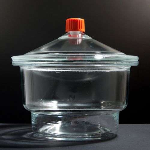 Dessiccateur en verre sodocalcique, avec plaque métal