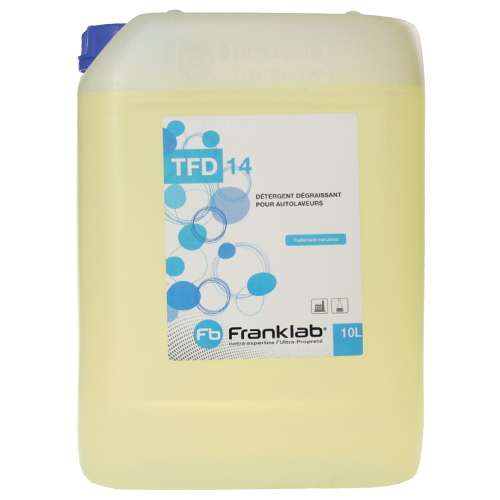 Détergent liquide alcalin TFD 14, pour autolaveur, FRANKLAB®, bidon de 10 L