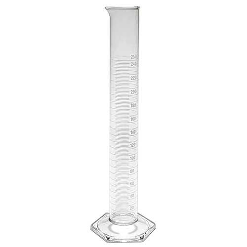 Éprouvette en verre borosilicaté, classe B, graduation blanche, gamme économique