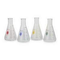 Erlenmeyer en verre borosilicaté 3.3, col étroit avec graduations couleur