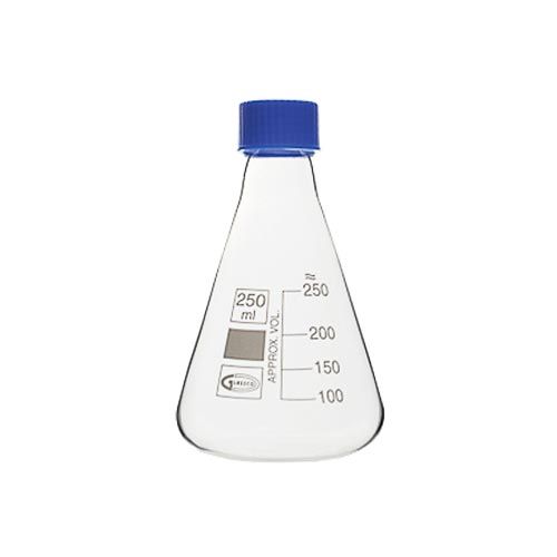 Erlenmeyer gradué en verre borosilicaté 3.3 avec bouchon à vis et joint PTFE