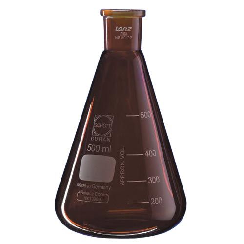 Erlenmeyer rodé en verre DURAN® brun (inactinique)