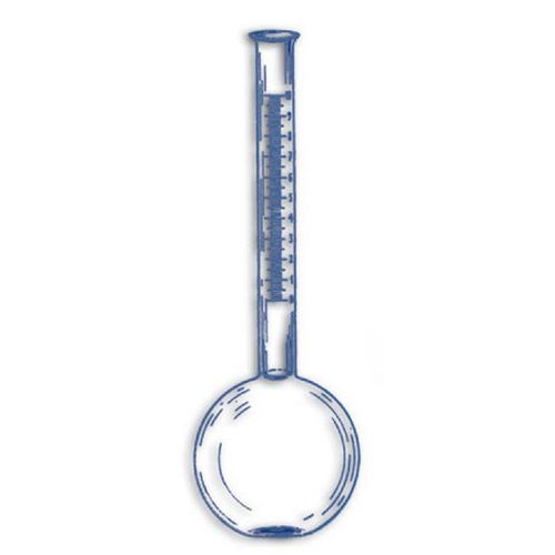 Fiole à aldehyde en verre borosilicaté 3.3, graduation bleue sur le col non rodé, 100 ml