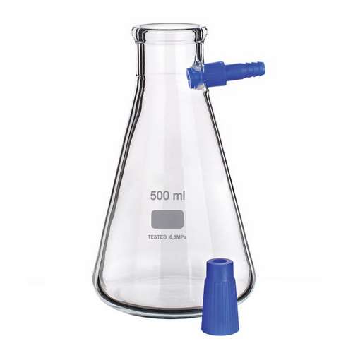 Fiole à vide en verre borosilicaté 3.3, avec olive en plastique