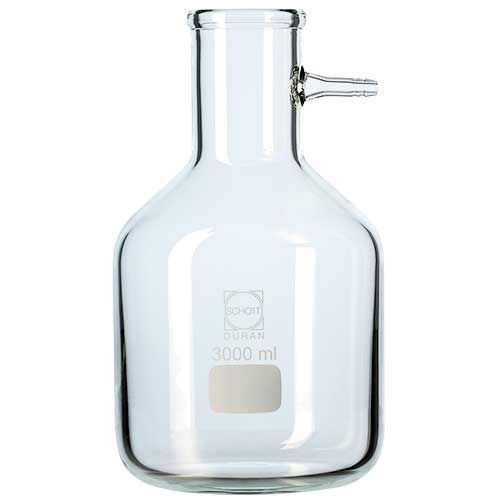 Fiole à vide forme flacon avec olive verre en verre DURAN®