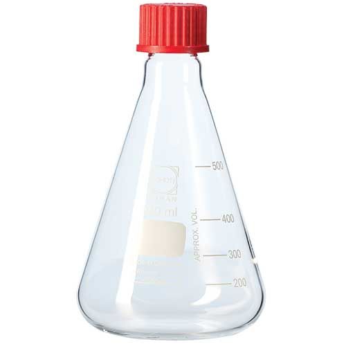 Fiole erlenmeyer, avec capuchon à vis, joint revêtu PTFE, DURAN®