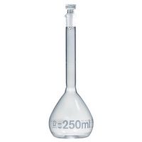 Fiole jaugée, classe A, en verre borosilicaté 3.3 avec bouchon en verre
