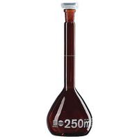 Fiole jaugée, classe A, en verre borosilicaté inactinique, BRAND®, avec bouchon PP