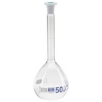 Fiole jaugée, rodée, classe A, verre borosilicaté, avec bouchon polyéthylène