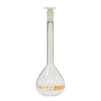 Fiole jaugée verre borosilicaté 3.3 blanc, LAB-ONLINE®, classe A, graduations brunes, bouchon PP, gamme économique