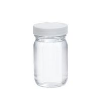 Flacon à parois droitres, col large, en verre transparent, WHEATON®, bouchon en PP blanc