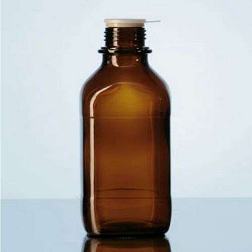 Flacon carré de laboratoire en verre brun(inactinique) sodocalcique, sans bouchon