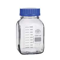 Flacon carré ISO en verre blanc borosilicaté 3.3, avec bouchon et bague anti-goutte