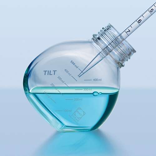 Flacon de culture Tilt, DURAN®, verre boro, bouchon à vis PP, graduations, 2 positions