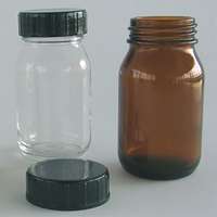 Flacon en verre brun (inactinique) sodocalcique, rond, col GL large