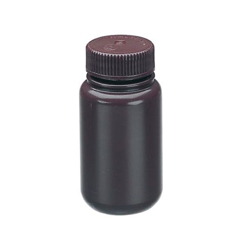 Flacon HDPE ambré  NALGENE® rond, col large , avec bouchon à vis