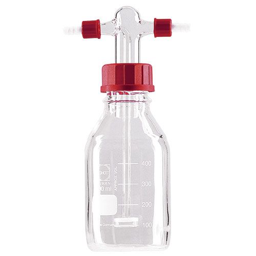 Flacon laveur de gaz, en verre DURAN® à vis, avec disque
