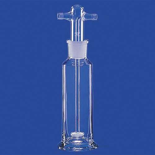 Flacon laveur de gaz, en verre, rodé, avec disque fritté